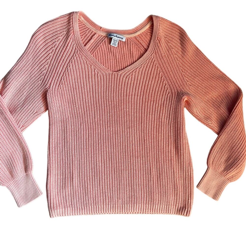 NWOT | Tommy Bahama Pima Cotton V-Neck Open Knit‎ Pink/Peach Stretch Size XS